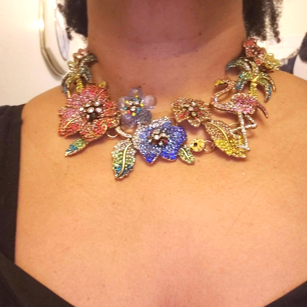 Sassy Jones Vintage Floral Multicolor Statement Necklace